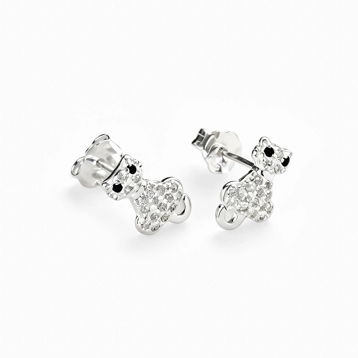 Topos mini con diseño de gata de 9.7x6.2 mm en plata ley 925 con circones