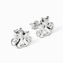 Topos en forma de pareja de gatitos con brillante en plata ley 925.