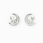 Topos de gato en la media luna de 8.5x7 mm en plata ley 925 con circones