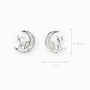 Topos de gato en la media luna de 8.5x7 mm en plata ley 925 con circones