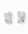 Topos con silueta de gato de 9.4x5.5 mm en plata ley 925 engastados con circones.