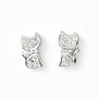 Topos con silueta de gato de 9.4x5.5 mm en plata ley 925 engastados con circones.