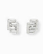 Topos geométricos en plata ley 925 con circones en corte baguette de 9.7x7.7 mm.