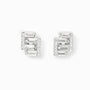 Topos geométricos en plata ley 925 con circones en corte baguette de 9.7x7.7 mm.
