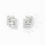 Topos geométricos en plata ley 925 con circones en corte baguette de 9.7x7.7 mm.