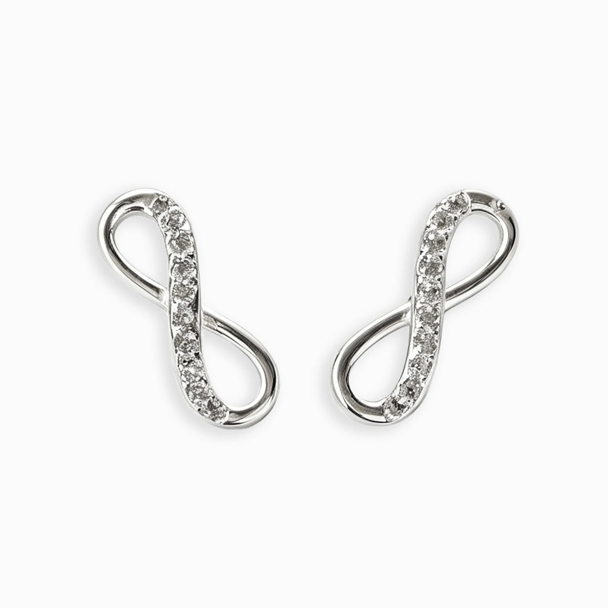 Topos con diseño de símbolo infinito de 12x4 mm en plata ley 925 y circones blancos