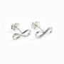 Topos con diseño de símbolo infinito de 12x4 mm en plata ley 925 y circones blancos