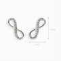 Topos con diseño de símbolo infinito de 12x4 mm en plata ley 925 y circones blancos