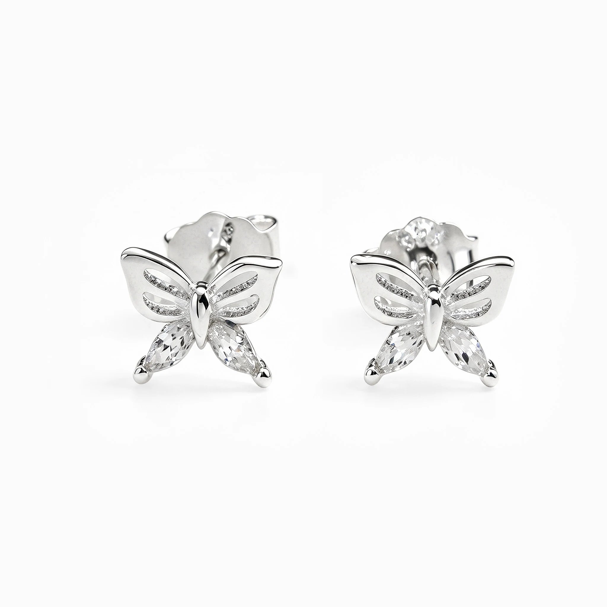 opos mini de mariposa calada de 7x5.5 mm en plata ley 925 con circones 