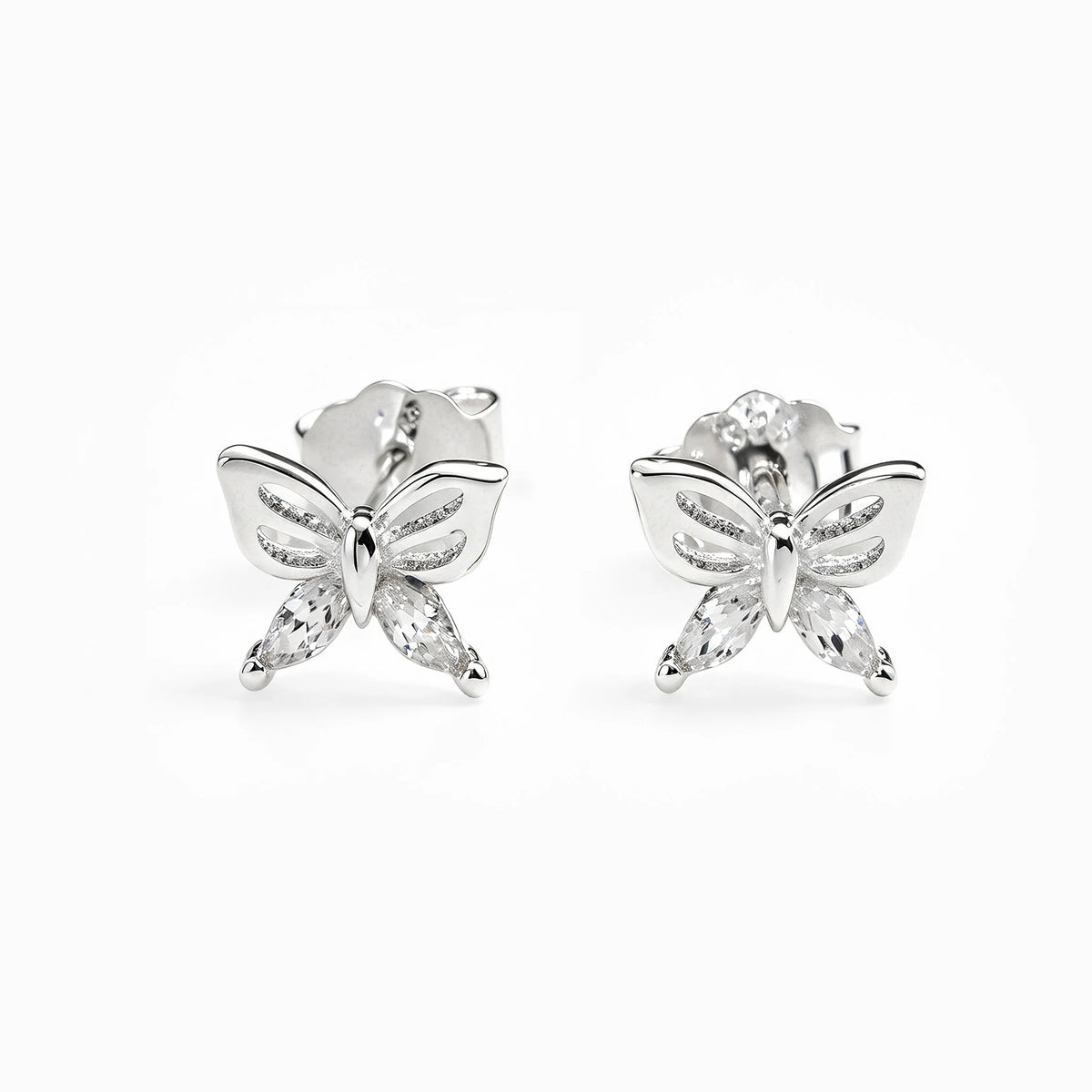 opos mini de mariposa calada de 7x5.5 mm en plata ley 925 con circones 