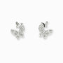 Topos con diseño asimétrico de mariposas de 8x7 mm en plata ley 925 con circones blancos