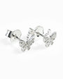 Topos con diseño asimétrico de mariposas de 8x7 mm en plata ley 925 con circones blancos