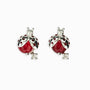 Topos con diseño de mariquita de 9.5x6.5 mm en plata ley 925 con circon en la cola