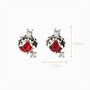 Topos con diseño de mariquita de 9.5x6.5 mm en plata ley 925 con circon en la cola