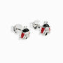 Topos con diseño de mariquita en plata ley 925, esmalte y circones de 7x7 mm