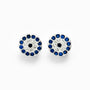 Topos de ojo turco en plata ley 925 de 7 mm con circones azules y blancos.