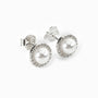 Topos de perla con halo de circones blancos de 7.7 mm en plata ley 925