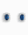 Topos rectangulares en plata ley 925 con circon azul.