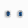 Topos rectangulares en plata ley 925 con circon azul.
