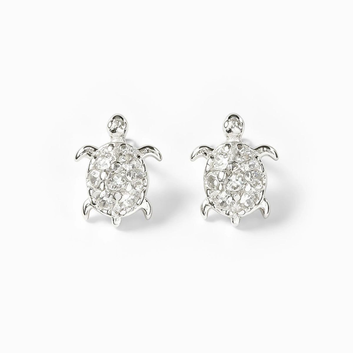 Topos con forma de tortuguita en plata ley 925 de 6x5 mm con circones blancos