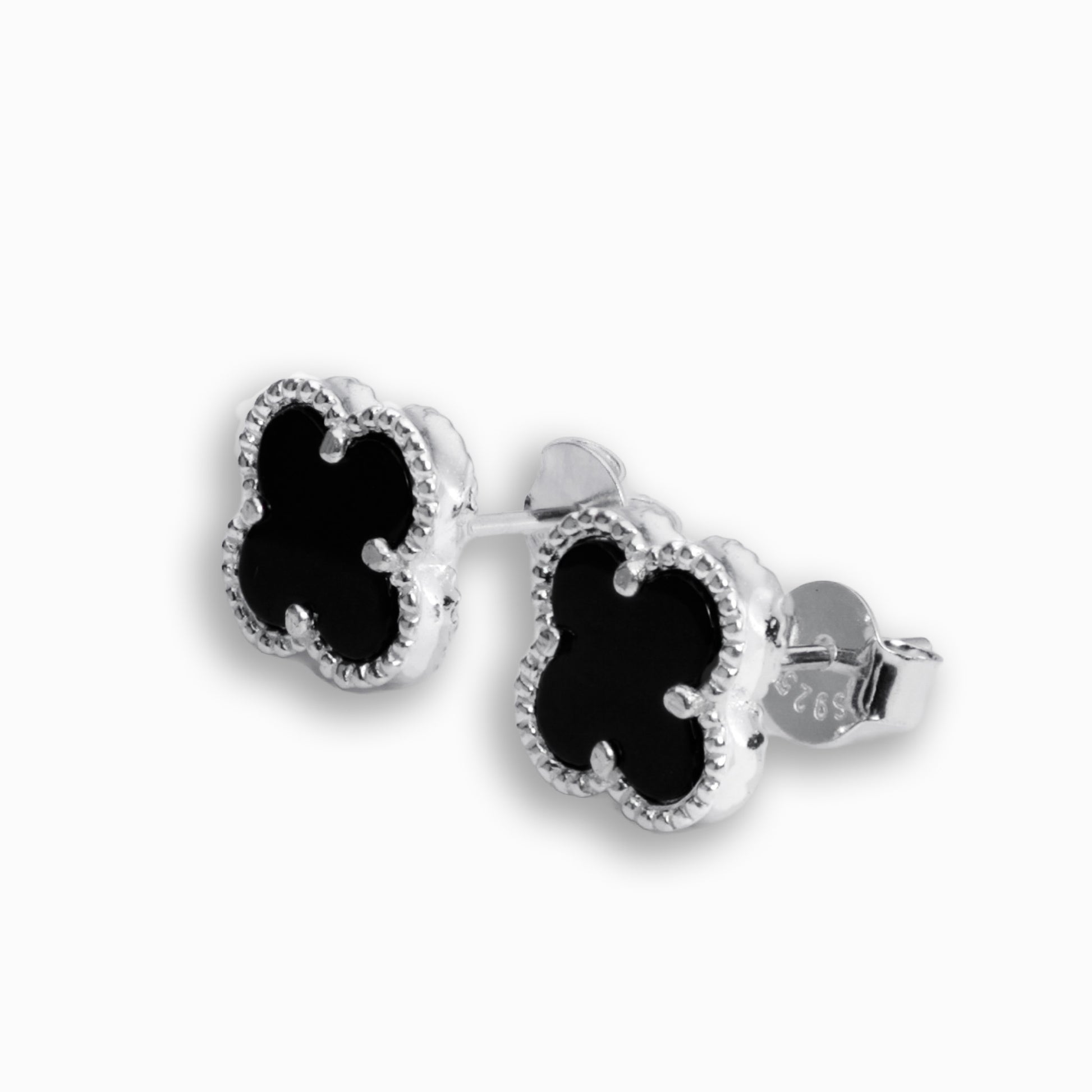 Topos Trébol  – Plata 925 y Ónix Style